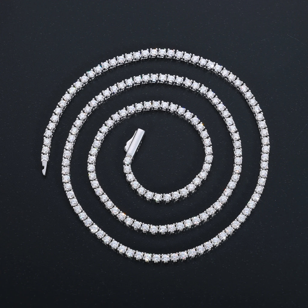 Unisex Iced Out 925 Sterling Silver VVS Moissanite Tennis Chain Necklace Bracelet