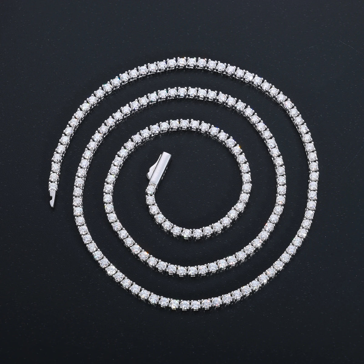 Unisex Iced Out 925 Sterling Silver VVS Moissanite Tennis Chain Necklace Bracelet