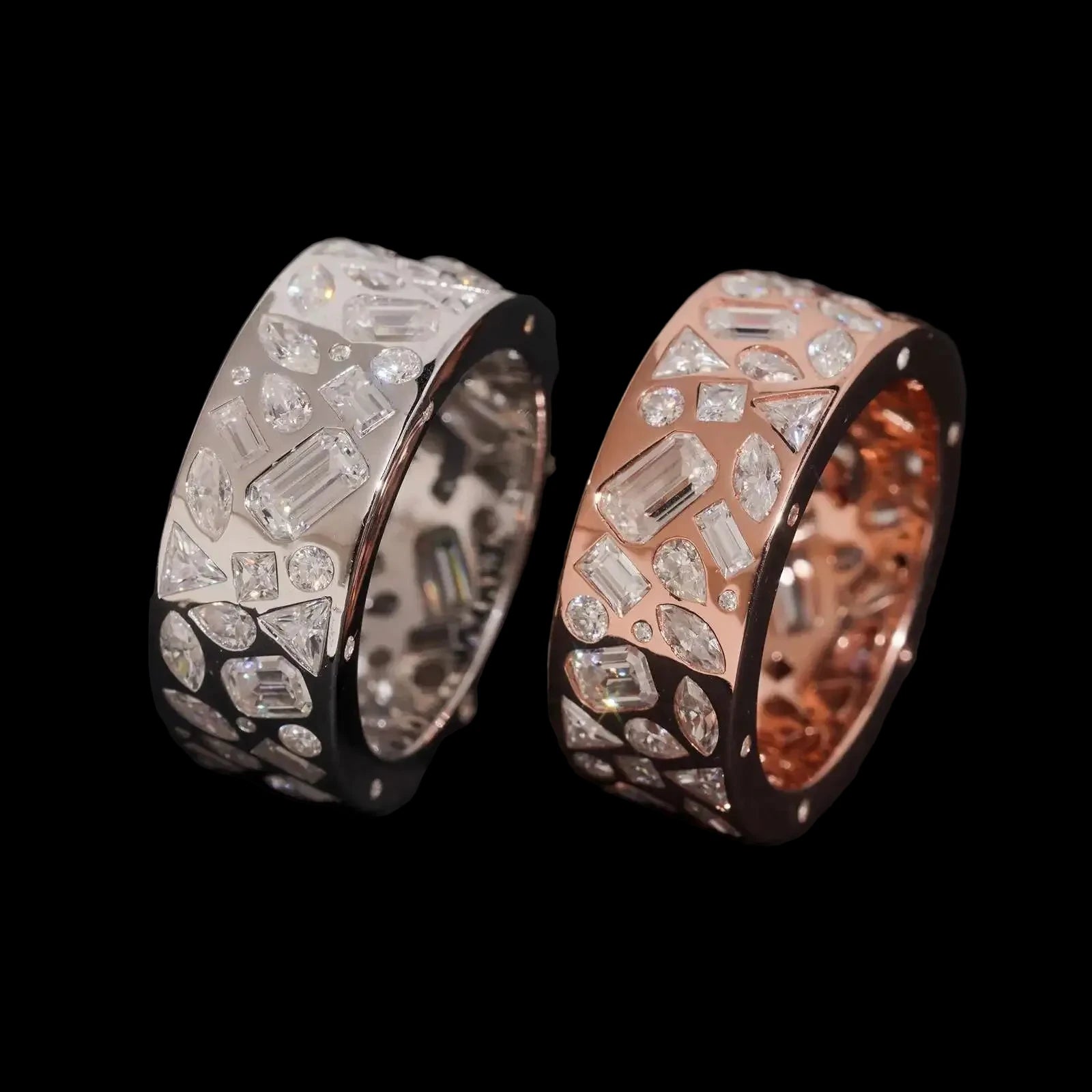 Men's Iced Out 925 Sterling Silver Moissanite Baguette Cut Hip Hop Ring