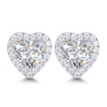 Unisex Iced Out 925 Sterling Silver VVS Moissanite Heart Cut Stud Earrings
