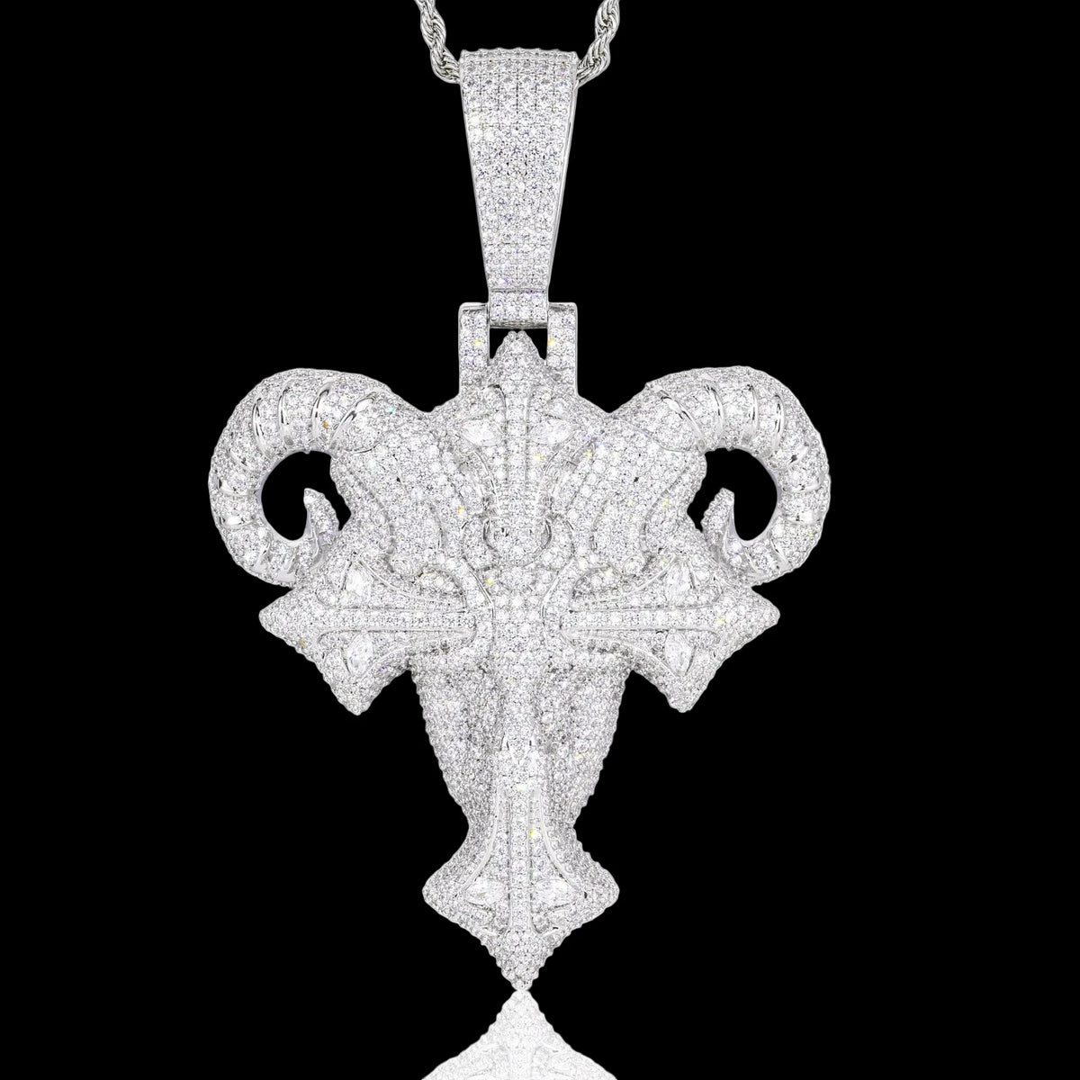 Men's Gold Plated Moissanite Iced Out Cross Goat Head Pendant CZP1202