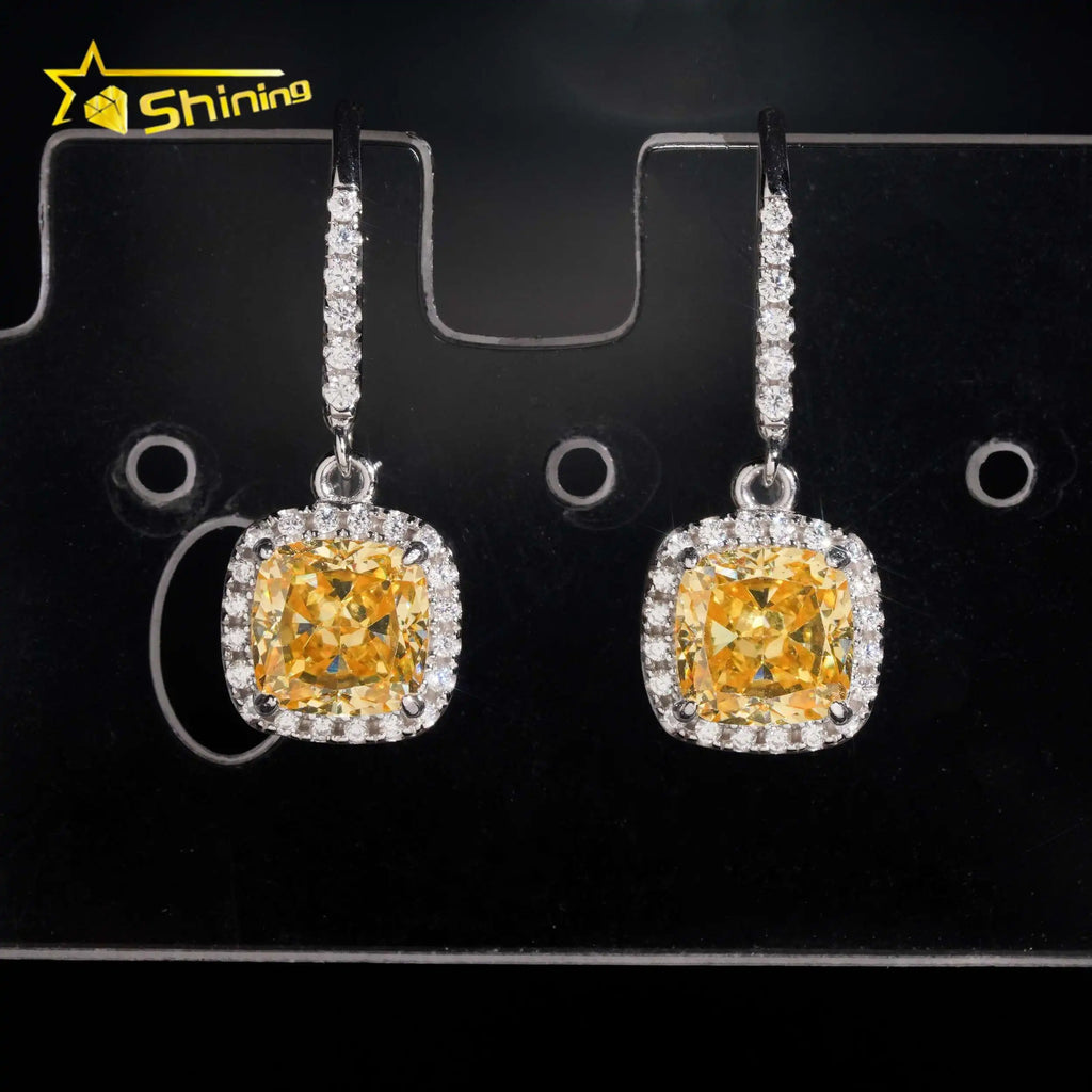Women's 925 Sterling Silver Radiant Cut Lab Grown Moissanite Cluster Stud Earrings