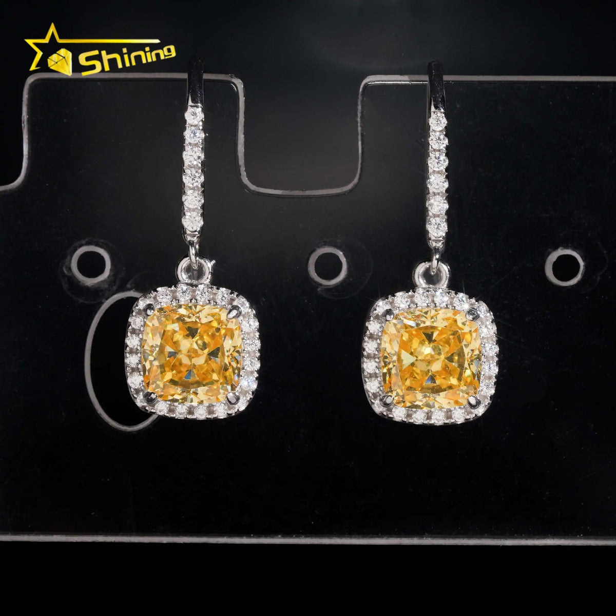 Women's 925 Sterling Silver Radiant Cut Lab Grown Moissanite Cluster Stud Earrings