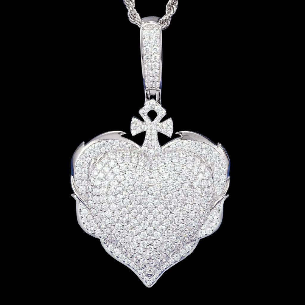 Unisex 925 Sterling Silver VVS Moissanite Iced Ankh Cross Pendant TQP0838