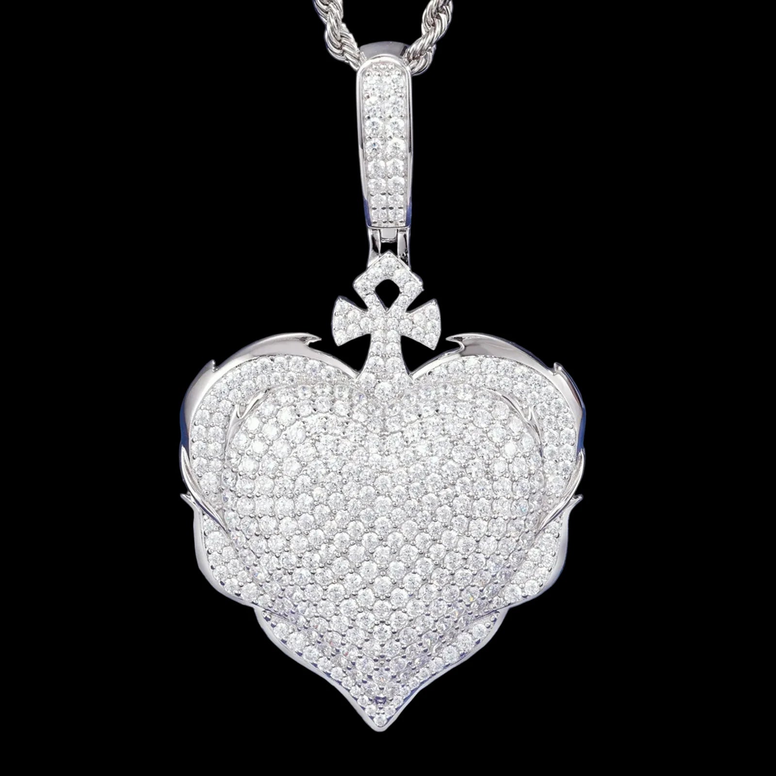 Unisex 925 Sterling Silver VVS Moissanite Iced Ankh Cross Pendant TQP0838