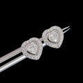 Unisex Iced Out 925 Sterling Silver VVS Moissanite Heart Stud Earrings
