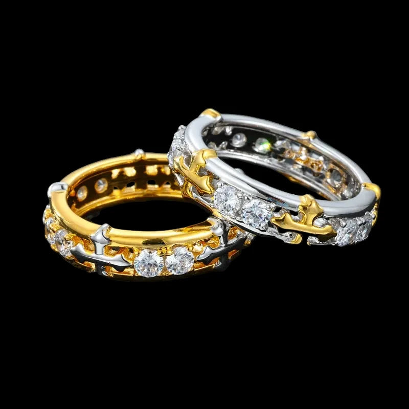 Men's Iced Out 925 Sterling Silver VVS Moissanite Round Brilliant Cut Cross Ring