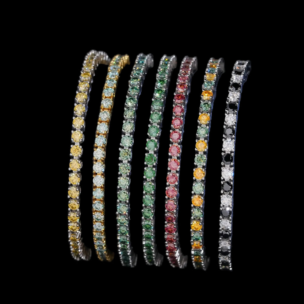 Unisex Iced Out 925 Sterling Silver 3mm Moissanite Tennis Bracelet