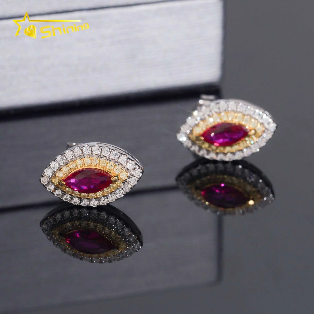 Women's Iced Out 925 Sterling Silver Rhodium Plated VVS Moissanite Round Brilliant Cut Stud Earrings