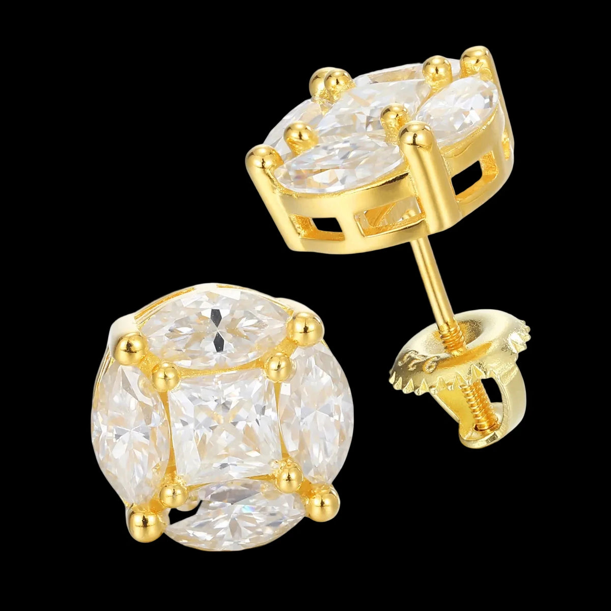 Moissanite Stud Earrings 925 Sterling Silver Princess Cut