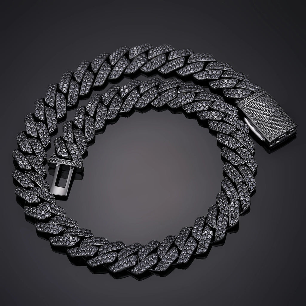 Men's Round Cut 14mm Moissanite Cuban Link Chain Necklace 925 Sterling Silver