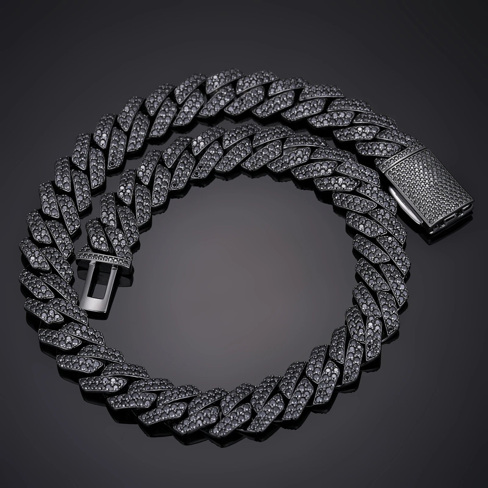 Men's Round Cut 14mm Moissanite Cuban Link Chain Necklace 925 Sterling Silver