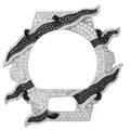 Luxury White Gold Buss Down Iced Out Flame Watch Case 925 Silver VVS Moissanite Bezel DW6900