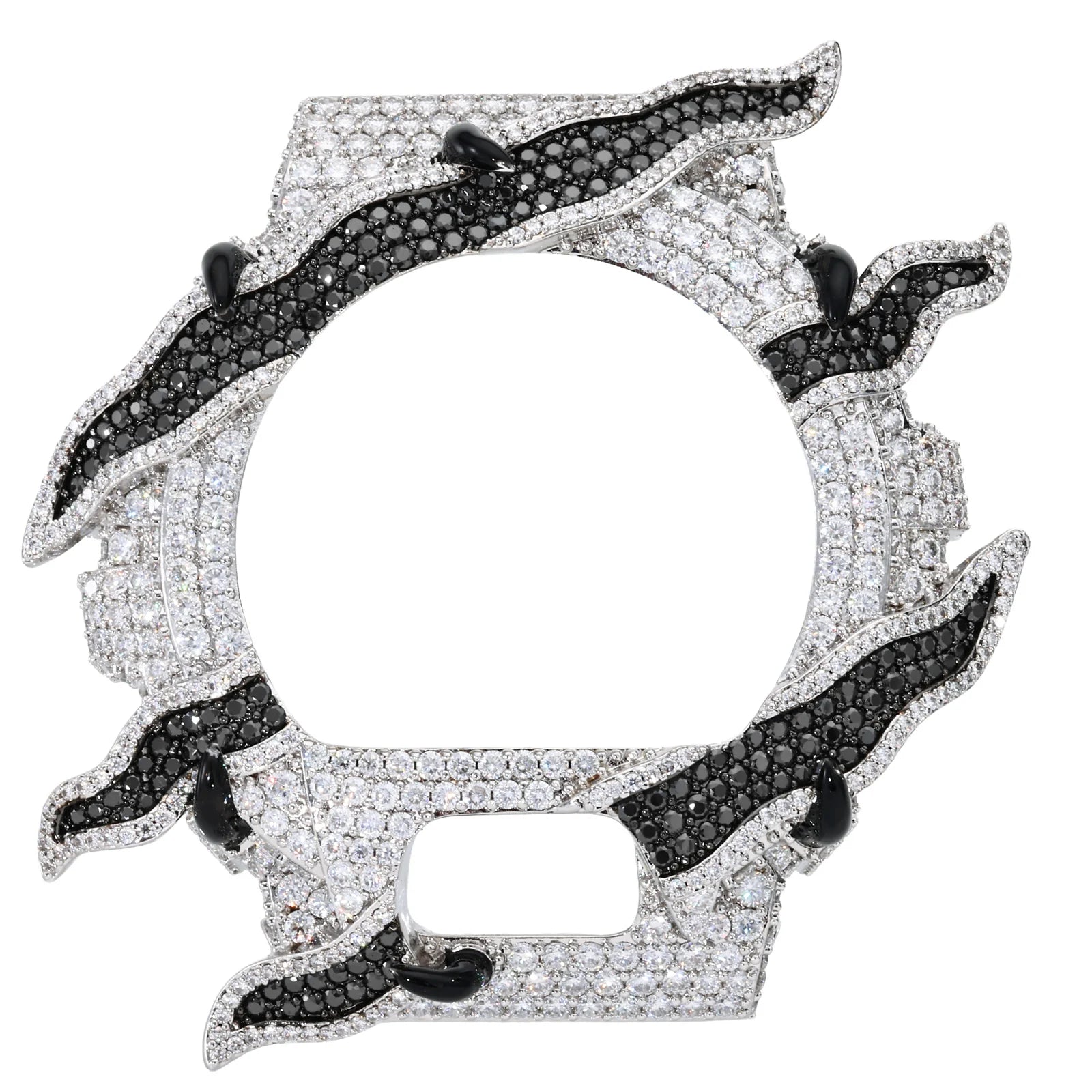Luxury White Gold Buss Down Iced Out Flame Watch Case 925 Silver VVS Moissanite Bezel DW6900