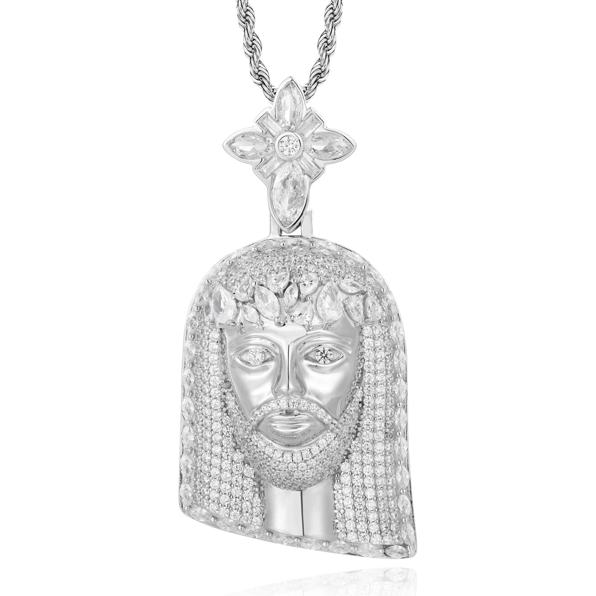 Unisex Iced Out Jesus Pendant 925 Sterling Silver VVS Moissanite TQP1109