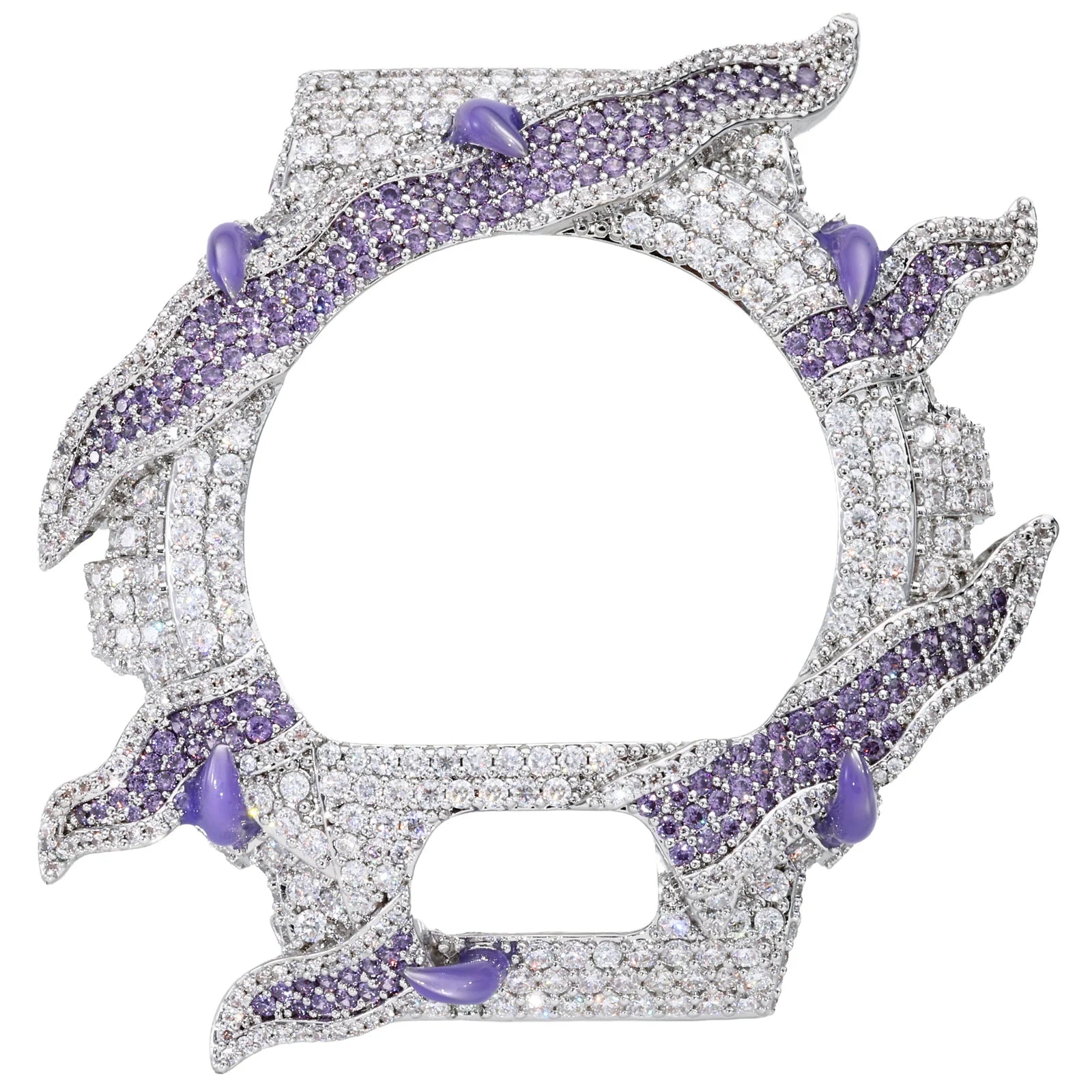 Luxury White Gold Buss Down Iced Out Flame Watch Case 925 Silver VVS Moissanite Bezel DW6900