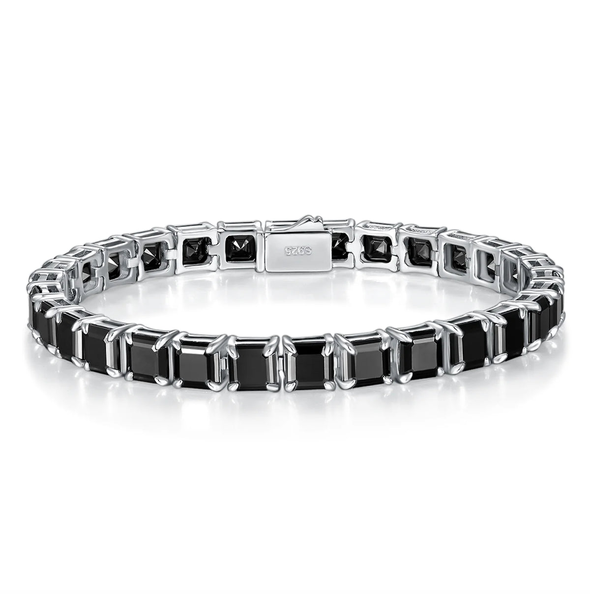Men's 5.5mm Asscher Cut VVS Moissanite Tennis Bracelet 925 Sterling Silver
