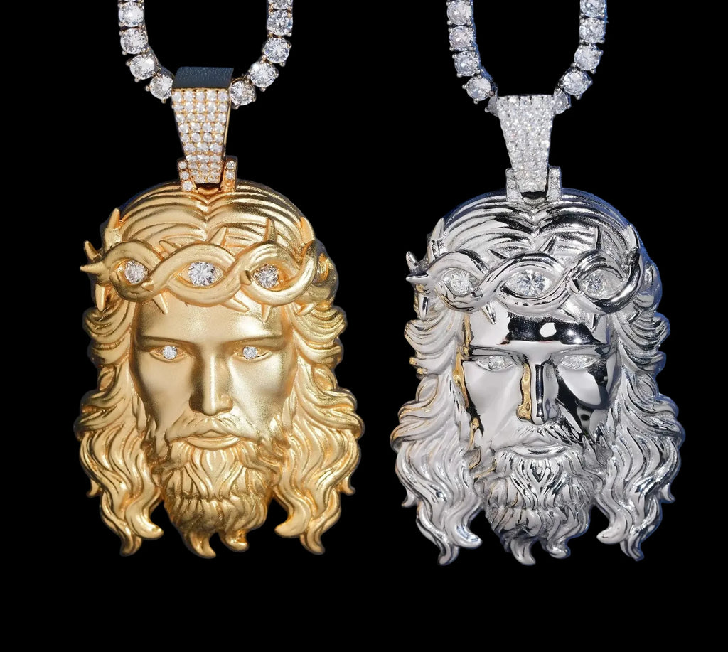 Unisex Iced Out Jesus Pendant 925 Sterling Silver VVS Moissanite zp0631
