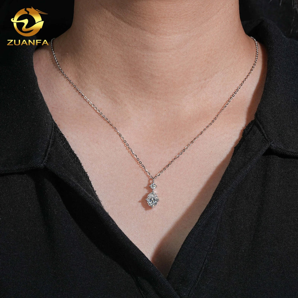 Oval Cut Moissanite Pendant Necklace 925 Sterling Silver