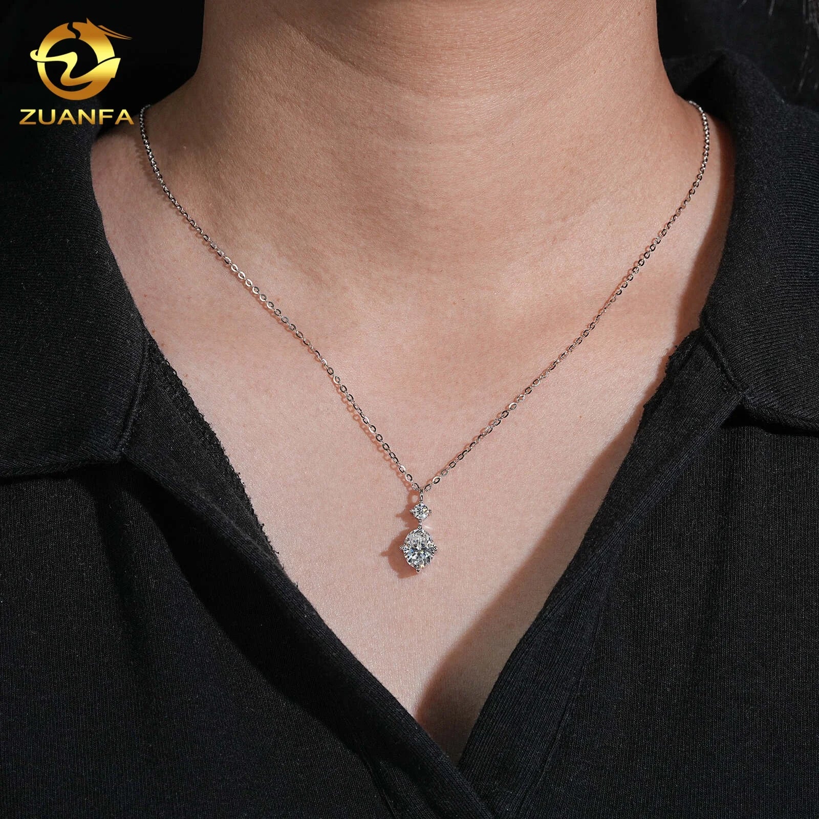 Oval Cut Moissanite Pendant Necklace 925 Sterling Silver