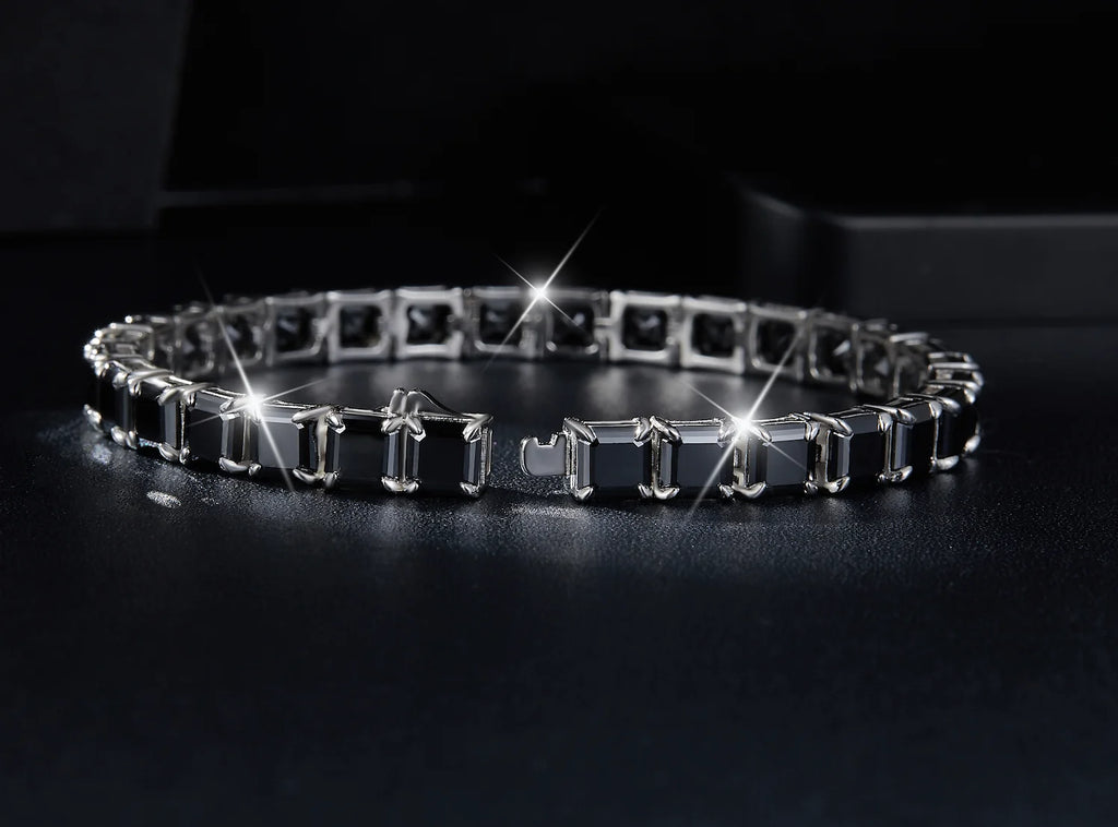 Men's 5.5mm Asscher Cut VVS Moissanite Tennis Bracelet 925 Sterling Silver
