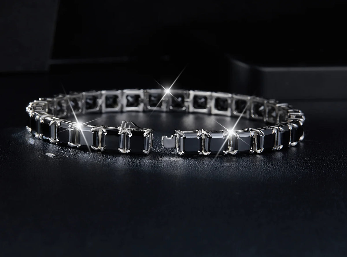Men's 5.5mm Asscher Cut VVS Moissanite Tennis Bracelet 925 Sterling Silver