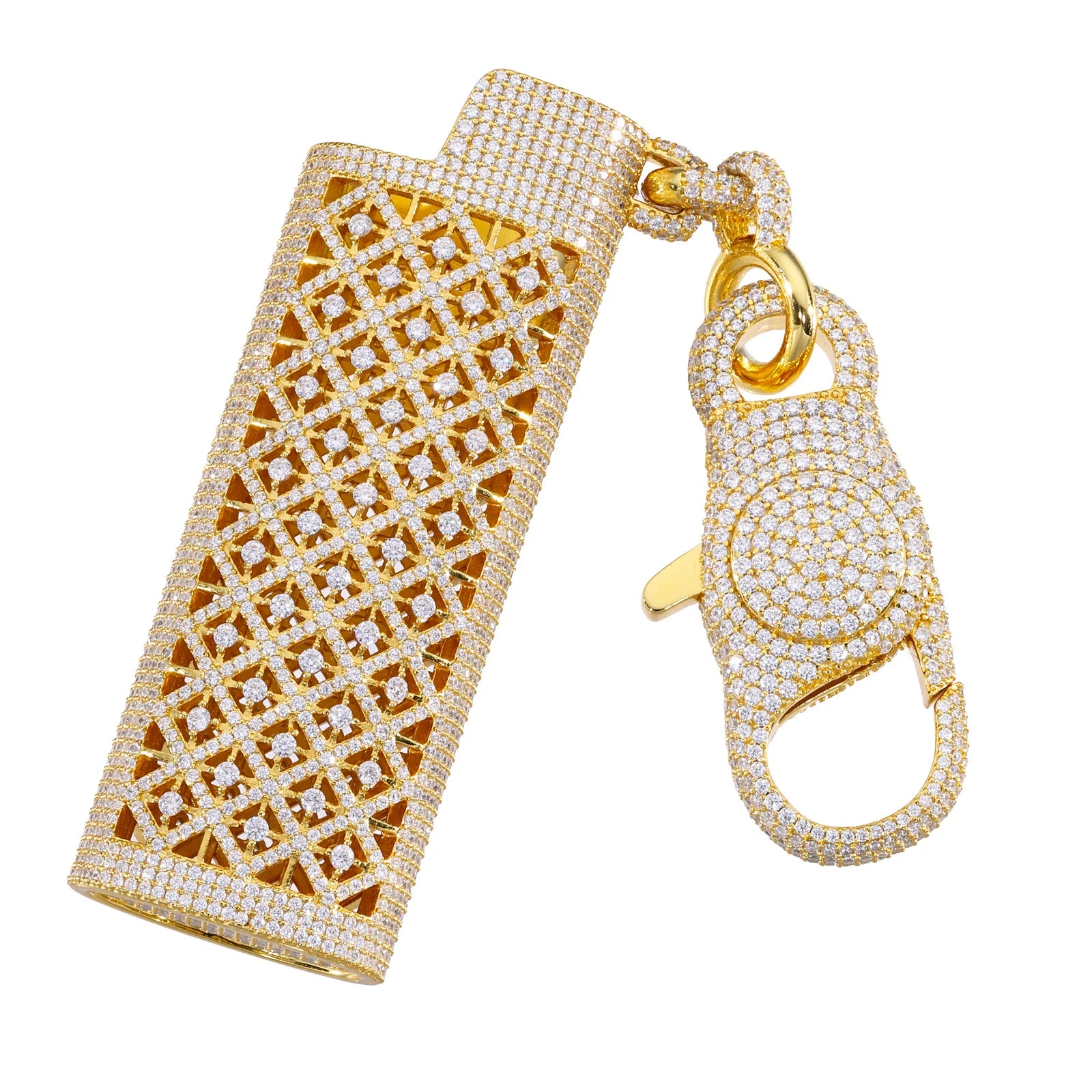 Men's Iced Out Moissanite Lighter Case 925 Sterling Silver Wallet Chain