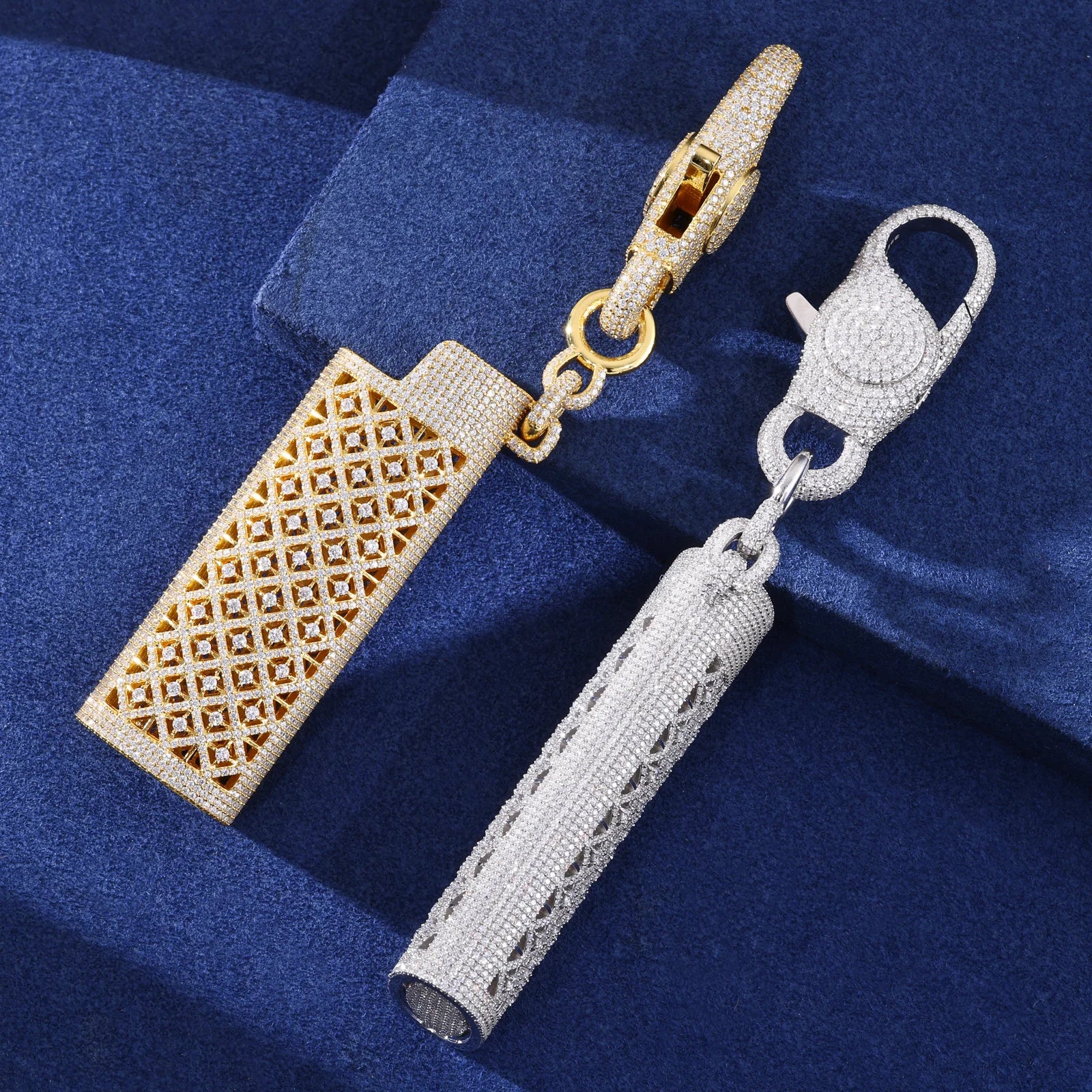 Men's Iced Out Moissanite Lighter Case 925 Sterling Silver Wallet Chain