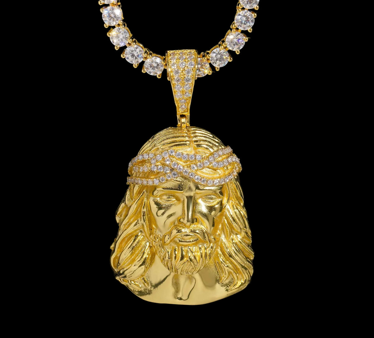 Unisex Iced Out Jesus Pendant 925 Sterling Silver VVS Moissanite JN9394