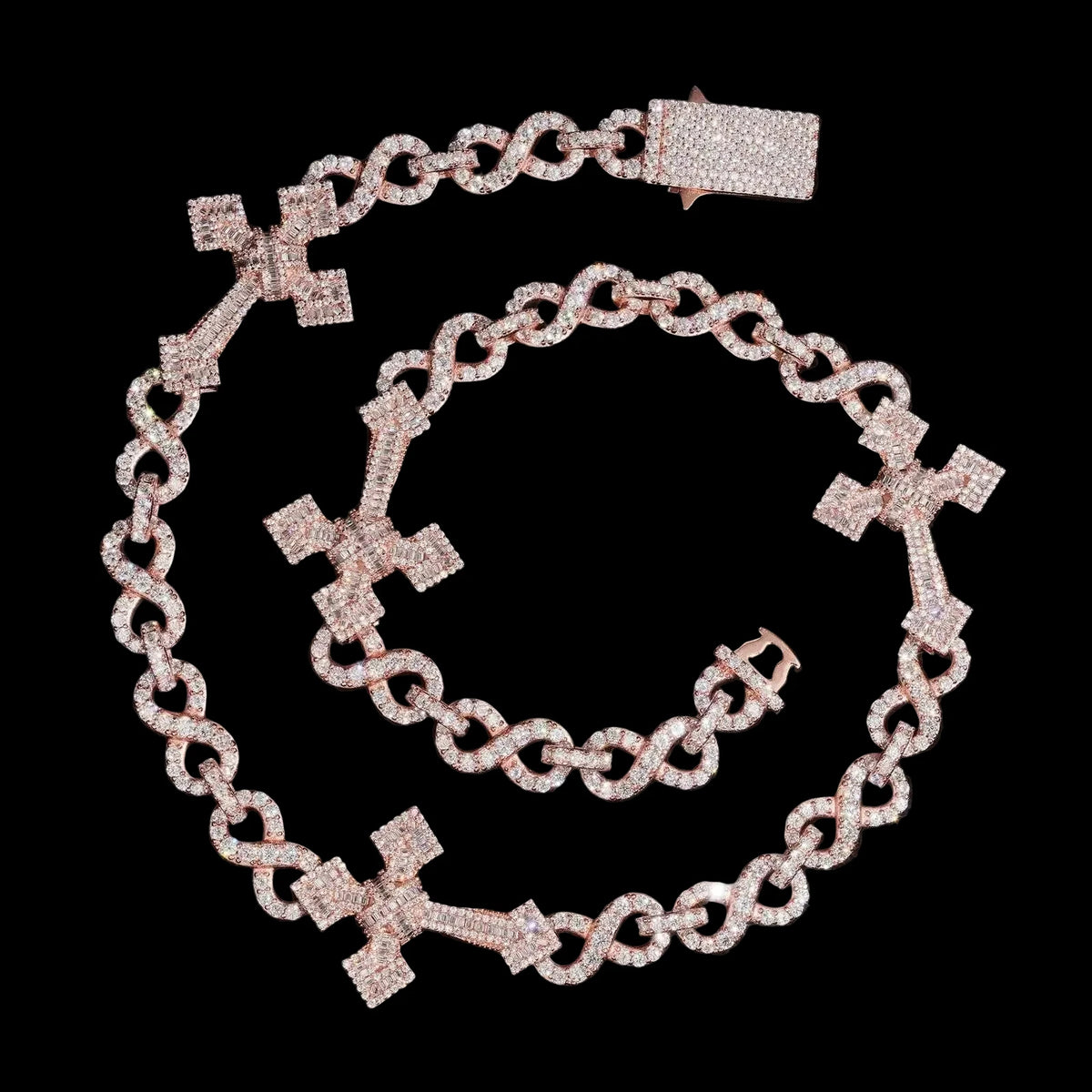 Men's Round Brilliant Cut VVS Moissanite Cuban Link Chain Necklace Gold Plated 925 Sterling Silver