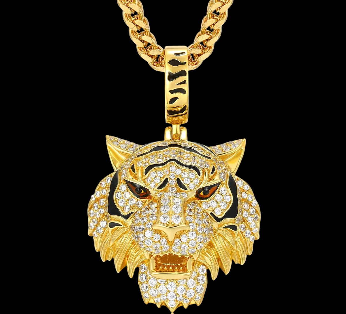 Men's 925 Sterling Silver VVS Moissanite Iced Out 3D Tiger Head Pendant TQP0730