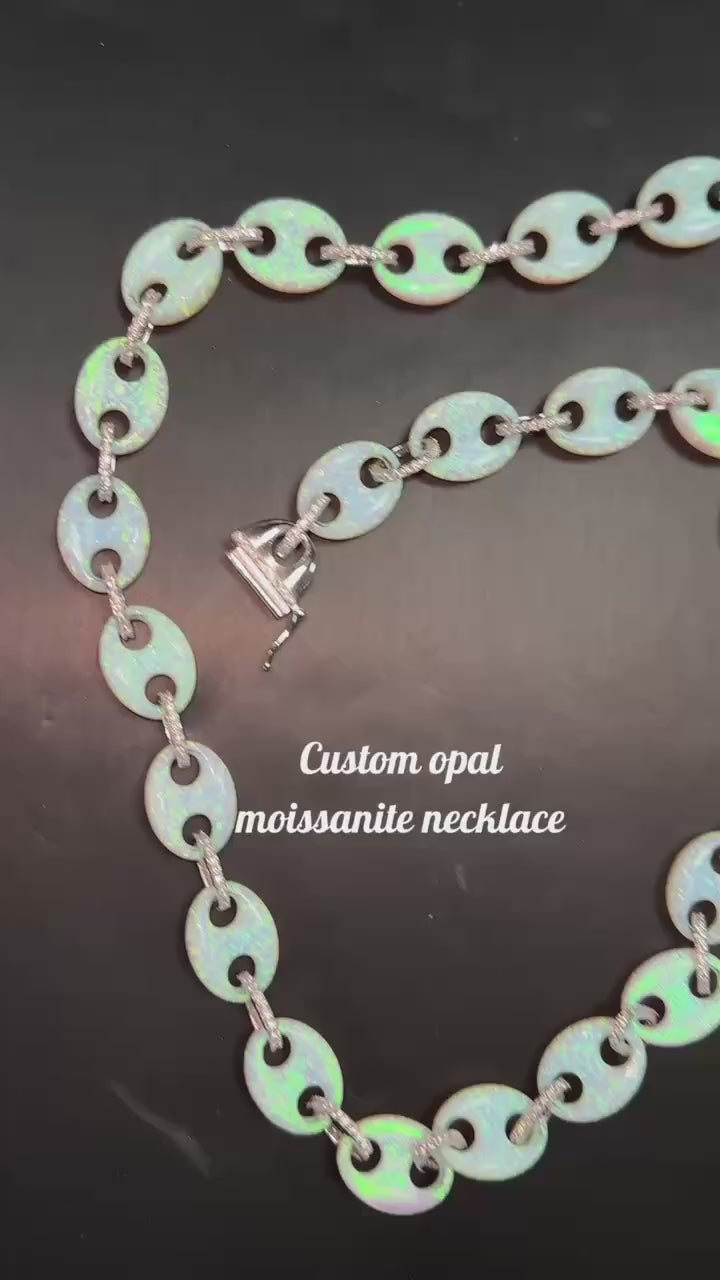 Unisex Iced Out 925 Sterling Silver White Gold Plated VVS Moissanite Mariner Link Chain Necklace 15mm