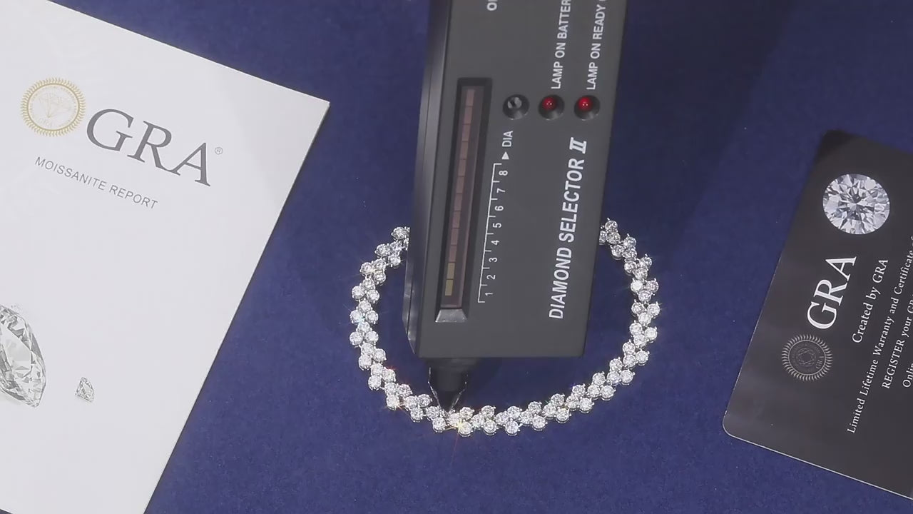 Unisex Iced Out 925 Sterling Silver VVS Moissanite Round Brilliant Cut Tennis Bracelet 6mm