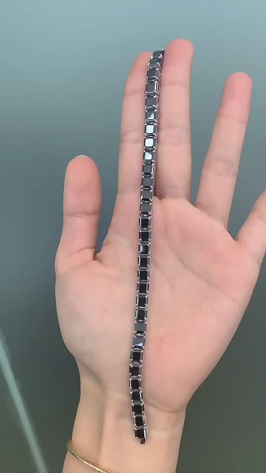 Men's 5.5mm Asscher Cut VVS Moissanite Tennis Bracelet 925 Sterling Silver