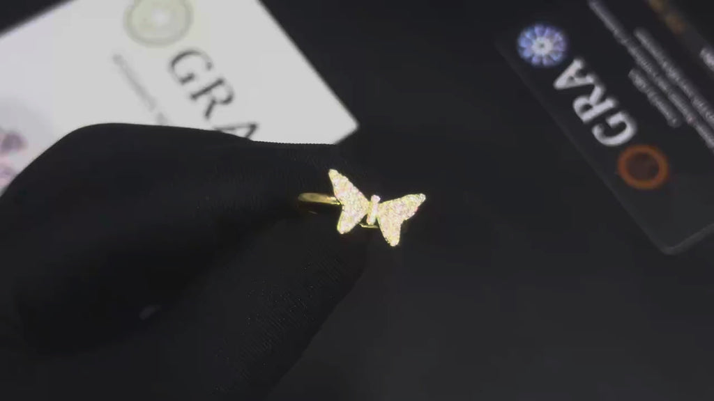 Women's Round Brilliant Cut VVS Moissanite Butterfly Ring 925 Sterling Silver