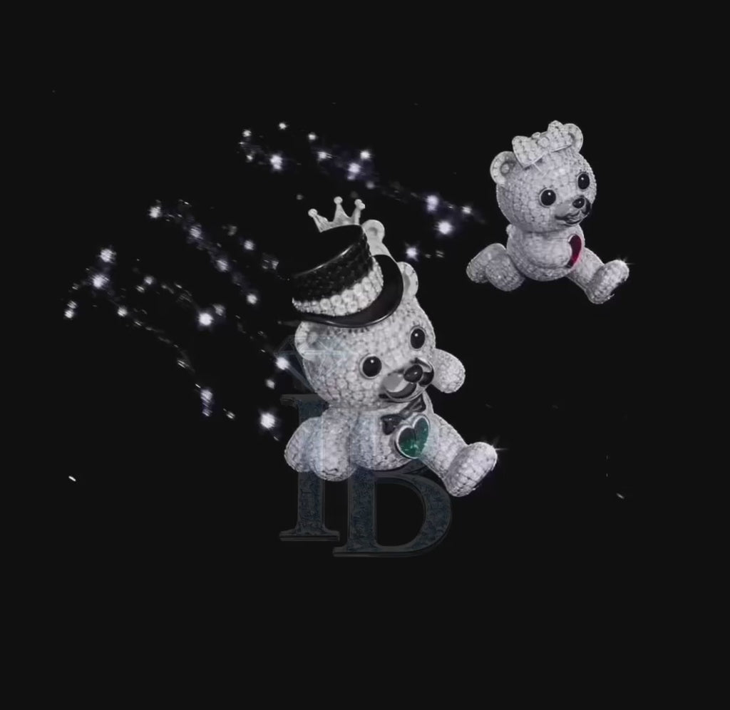 Gemstone Iced Out Teddy Bear Family Moissanite Pendants